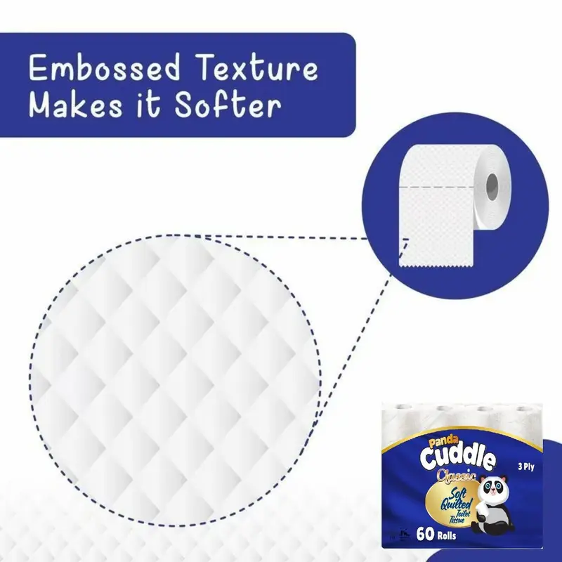 NO.1 sale 120 Non-Scented Toilet Roll Cuddle Tissue Paper Quilted Panda 3 PLY - Pack of 120 rolls - Image 4