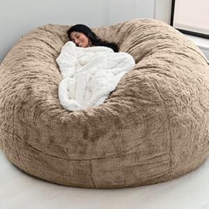 Faux Fur Bean Bag,Adults Luxurious Giant 5/6/7ft Huge Bean Bag Chair,Ultra Soft Bean Bag Chair(No Filler)